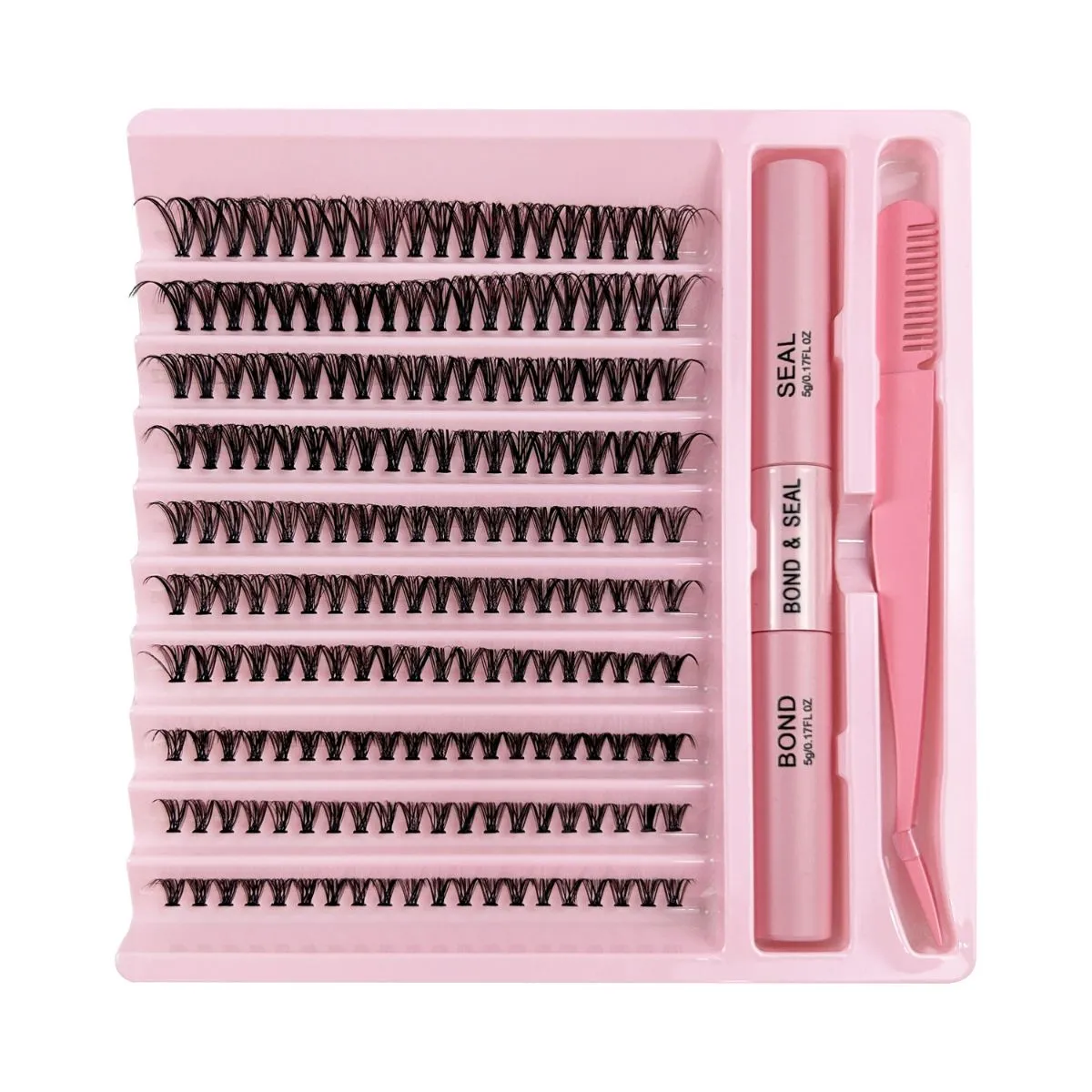 DIY Lash Clusters Kit – 30P/40P Mixed Hot Melt Individual Eyelashes with Lash Bond & Seal and Tweezers, Self-Grafting Fluffy False Lashes for Home Application